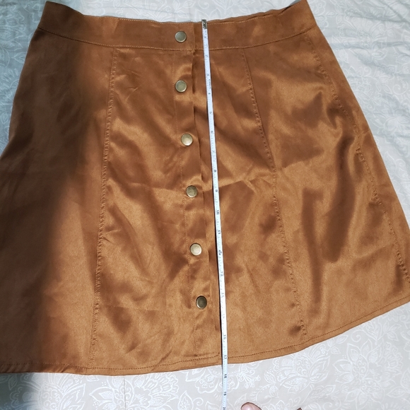 Tan Button Front Mini Skirt - Picture 6 of 12
